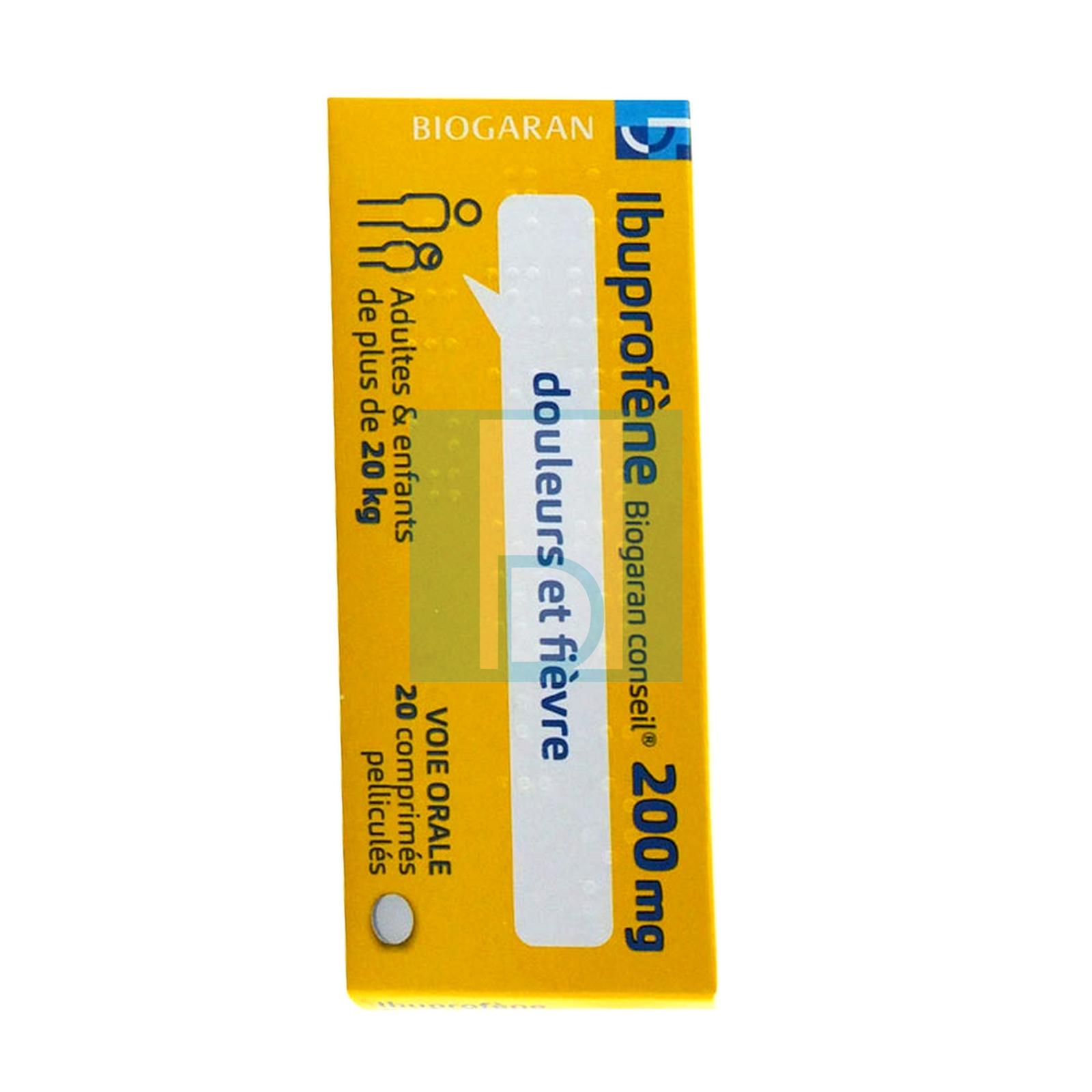 IBUPROFENE BIOGARAN 200 mg 20 comprimés pelliculés Voie Orale  image 3
